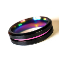Obrączka ze stali chirurgicznej 6mm o tęczowym kolorze rainbow kameleon