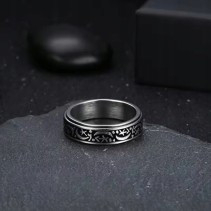 Srebrna obrączka unisex ze stali chirurgicznej 316L z obrotowym motywem nieba