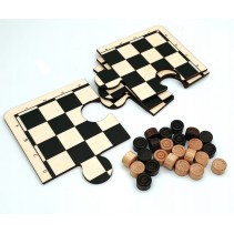 Warcaby Puzzle Drewniane – Klasyczna Gra Logiczna i Układanka dla Dzieci i Dorosłych